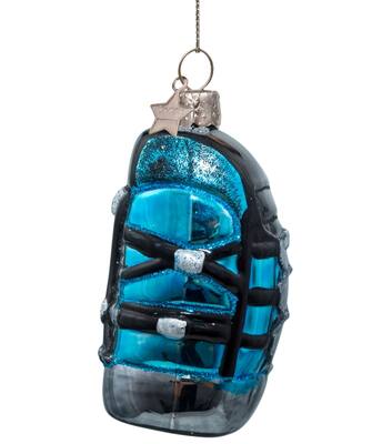Ornament glass blue backpack H9cm