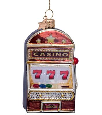 Ornament glass brown opal slot machine H9.5cm