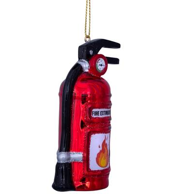 Ornament glass red fire extinguisher H9.5cm