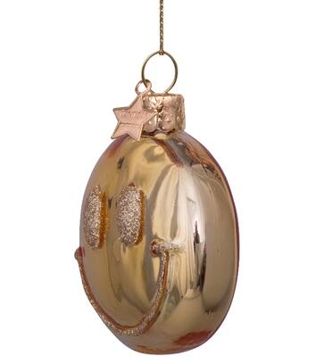 Ornament glass gold smiley H5.5cm