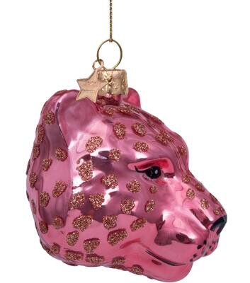 Ornament glass blush opal panther head H7cm