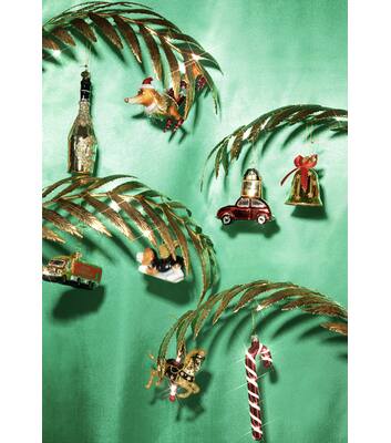Weihnachtsanhänger Glas Beagle mit Goldflügeln H6,5cm