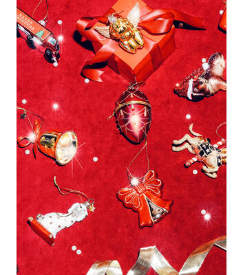 Weihnachtsanhänger Glas glänzend goldene Glocke mit roter Schleife H8cm*