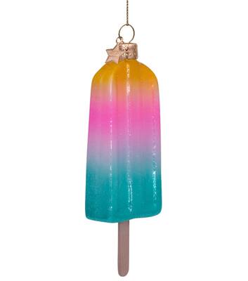 Ornament glass multi soft color popsicle H13,5cm