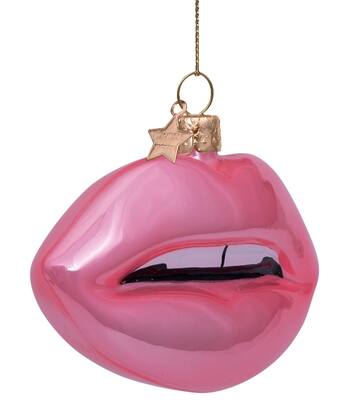 Weihnachtsanhänger Glas sinnliche opal rosa Lippen H7,5cm