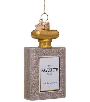Ornament glass transparant oil perfume w/glitters H10cm