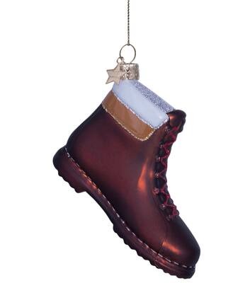 Ornament glass brown hiking shoe H6.5cm