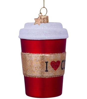 Ornament glass red matt coffee mug H9cm