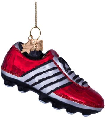 Ornament glass red matt football shoe H5cm
