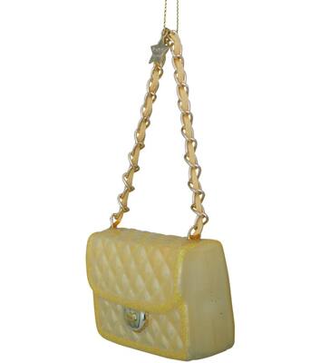 Ornament glass yellow opal fashion bag H5cm