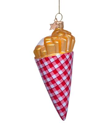 Ornament glass fries with mayonnaise H11cm
