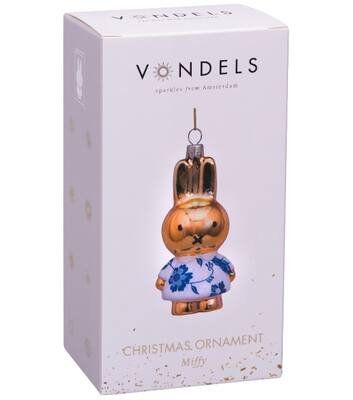 Weihnachtsanhänger Glas Miffy mit delfter blau Kleid H11cm, mit Box*