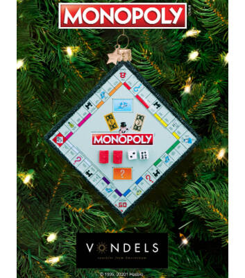 Glazen kerst decoratie Monopoly bordspel H8cm