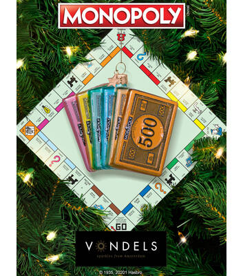 Glazen kerst decoratie Monopoly geld H9cm