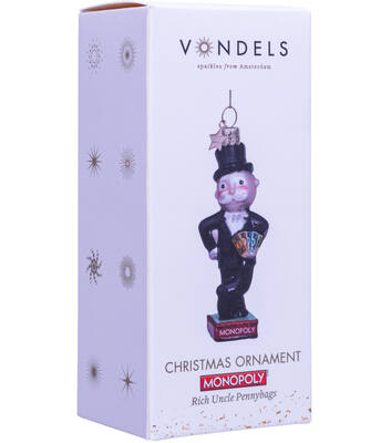 Weihnachtsanhänger Glas Monopoly Rich Uncle Pennybags H10cm, mit Box