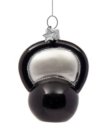 Ornament glass black matt kettlebell H8cm