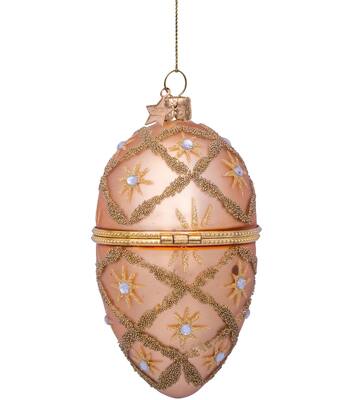 Ornament glass gold decorated egg w/opening H10cm
