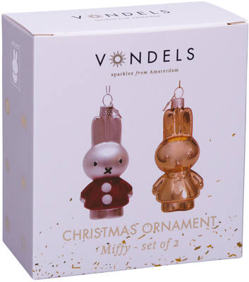 Weihnachtsanhänger Glas Miffy gold/Weihnachtsmann Set H9cm, mit Box