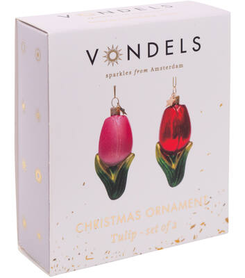 Ornament glass tulips set H10cm w/box*