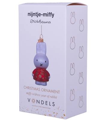 Ornament glass Nijntje/Miffy year of the rabbit H11cm w/box
