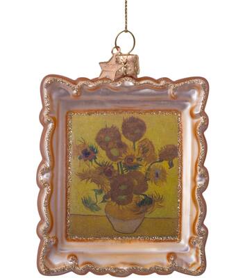 Ornament glass Van Gogh frame Sunflower H9cm w/box