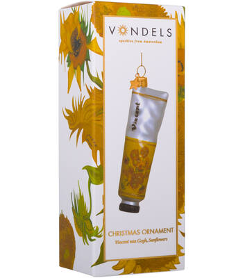 Ornament glass Van Gogh Sunflower painting tube H10cm w/box