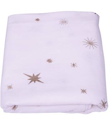 Embroidered table cloth stars all over ecru 240cmx140cm