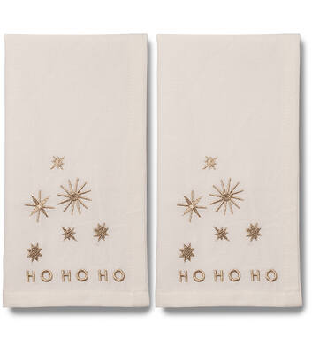 Embroidered napkins HOHOHO ecru 45cm Pack of 2