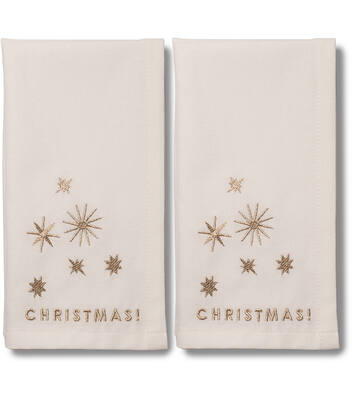 Embroidered napkins CHRISTMAS ecru 45cm Pack of 2