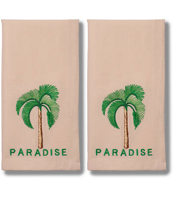 Embroidered napkins PARADISE beige 45cm Pack of 2