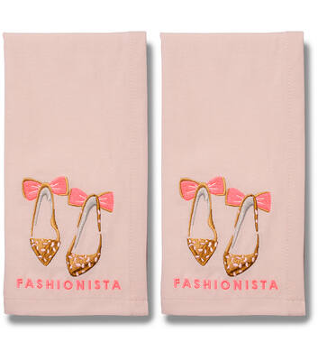 Embroidered napkins FASHIONISTA soft pink 45cm Pack of 2